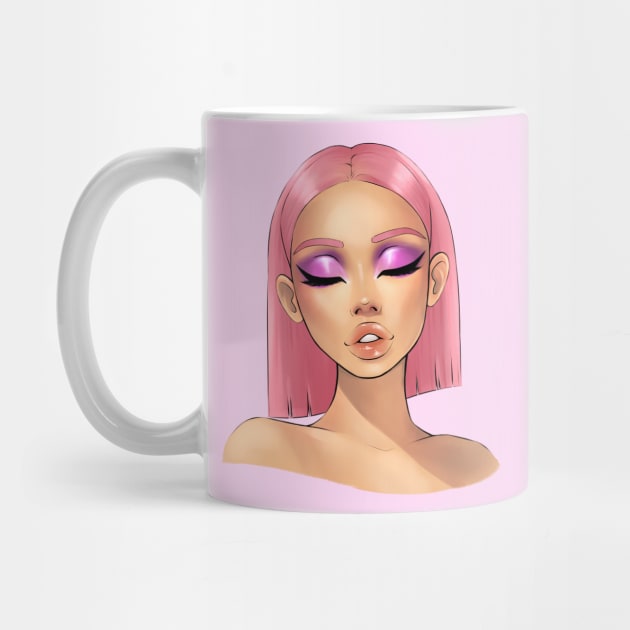 Pink Hair Makeup Girl by klaudiacloud